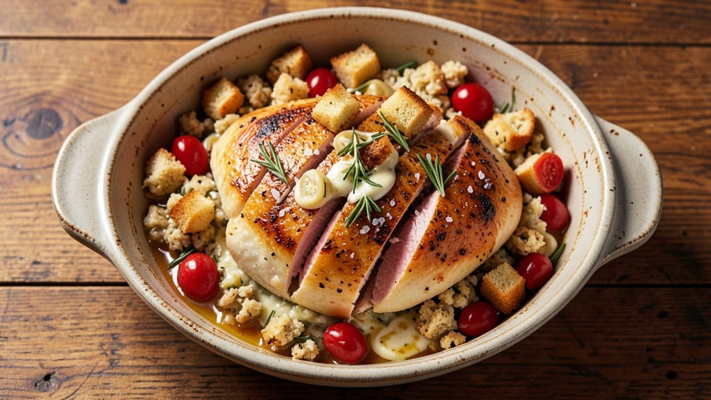 Baked Chicken Breast With Stove Top Stuffing Recipe: Juicy Chicken and Savory Herb-Stuffed Center