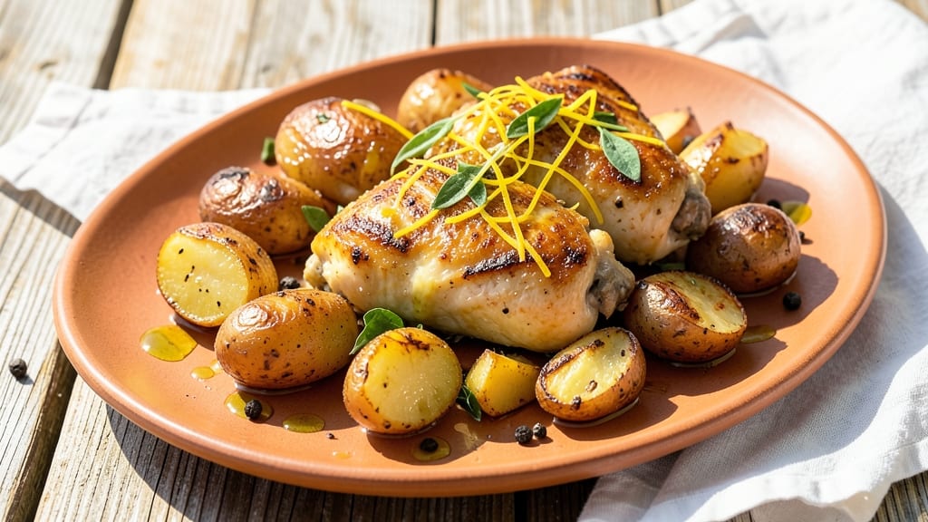 Authentic Greek Lemon Chicken And Potatoes Recipe: Zesty Herb Roast with Crispy Potatoes