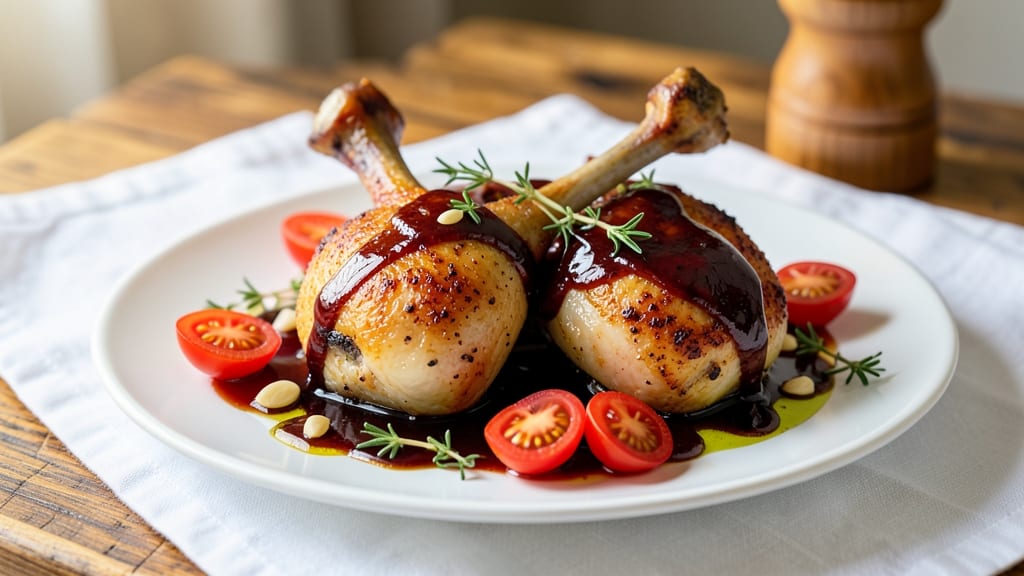 Balsamic Chicken Thighs With Burst Tomatoes Recipe: Sweet-Tart Glaze That Caramelizes in Pan
