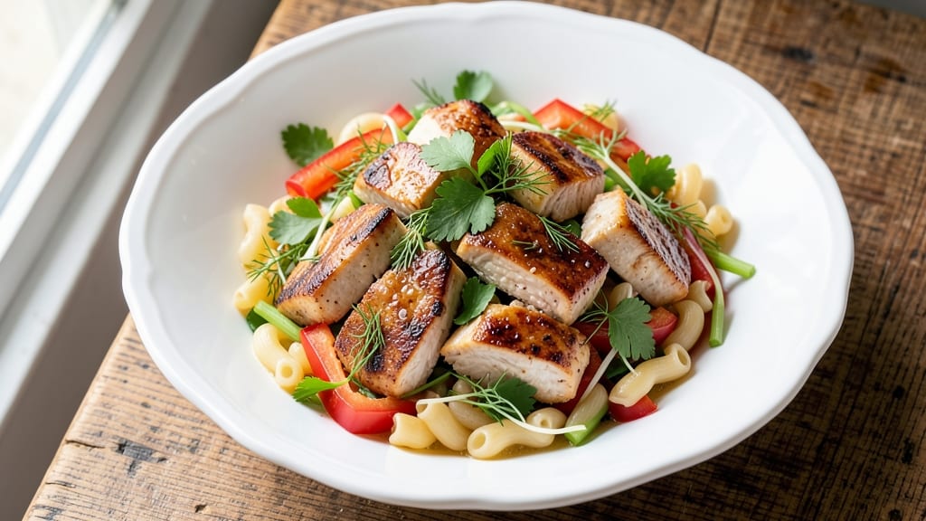 Basic Chicken Macaroni Salad Recipe: Crispy Celery and Herb-Packed Freshness