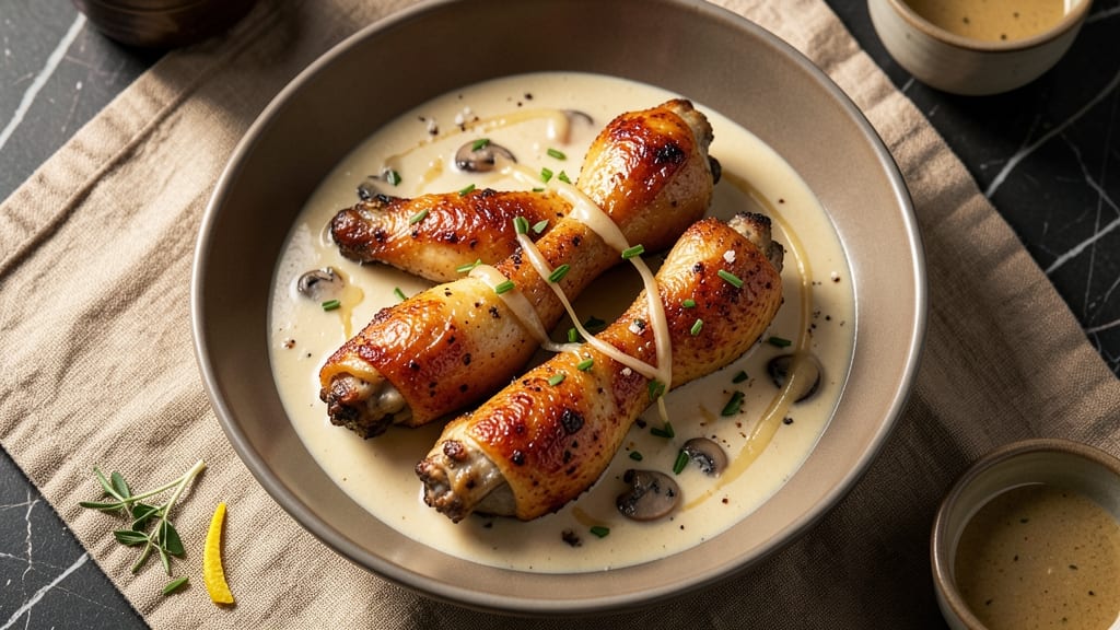 Baked Chicken Drumsticks With Cream Of Mushroom Soup Recipe: Crispy Skin and Rich Mushroom Glaze