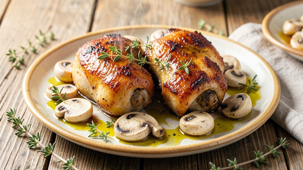 Baked Chicken Thighs With Mushrooms Recipe: Savory Herb-Crusted Bites in One Pan
