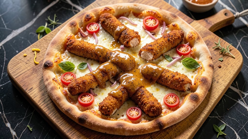 Buffalo Chicken Finger Pizza Recipe: Crispy Bites with Spicy Kick and Cool Ranch Dip
