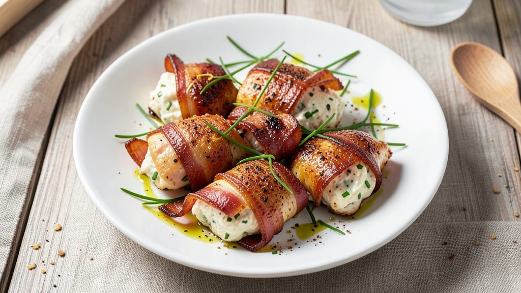 Bacon Wrapped Chicken Recipe with Cream Cheese: Crispy Bites Stuffed With Melty Cheese Rivers