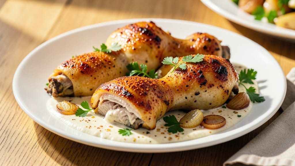 Baked Chicken Legs With Cream Of Chicken Recipe: Crispy Skin and Creamy Sauce Fusion