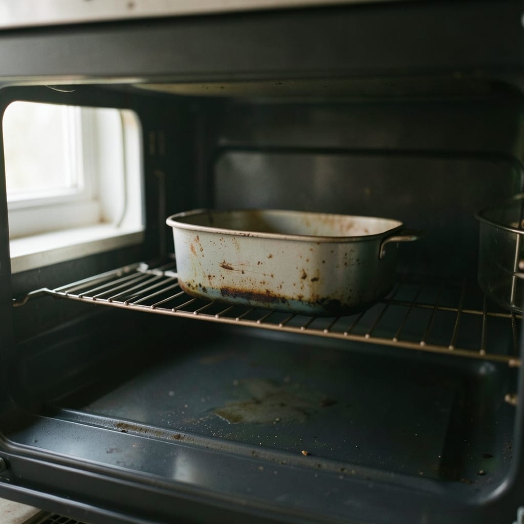 An ordinary home oven with one tin in it