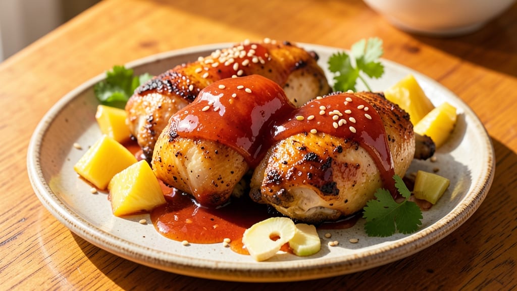Baked Hawaiian Chicken Thighs Recipe: Pineapple-Glazed Caramelized Crust