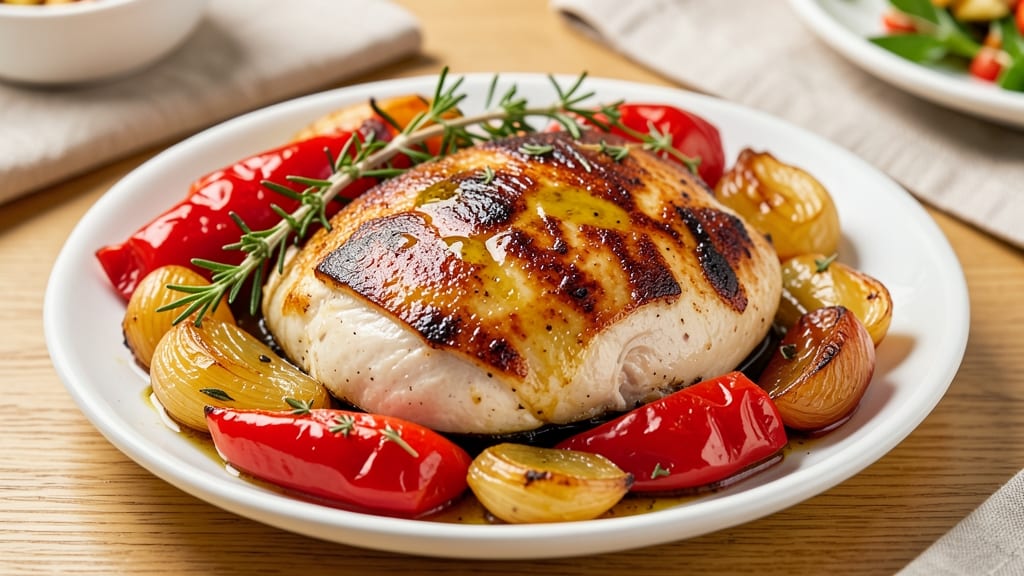 Baked Chicken Breast With Peppers And Onions Recipe: One-Pan Herb-Roasted Harmony