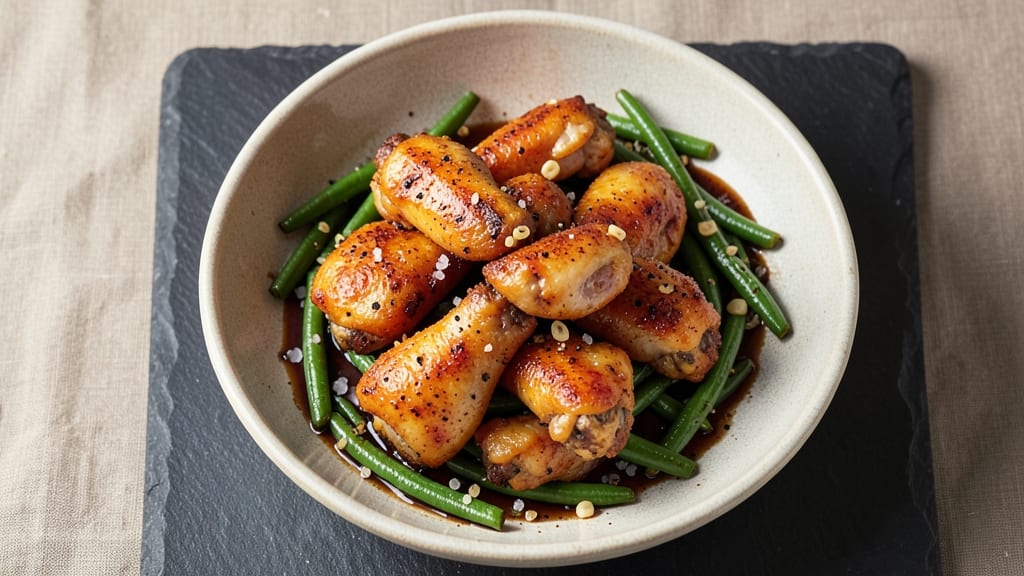 Gordon Ramsay Chicken Wings and Green Beans Recipe: Crispy Wings with Almond-Garlic Greens