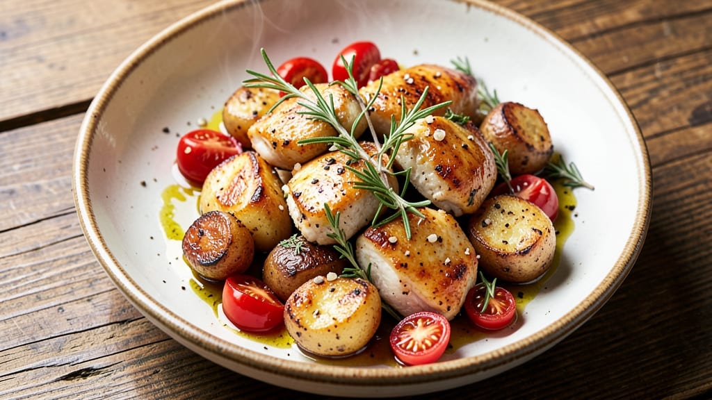 Jamie Oliver's Chicken, Potatoes, and Tomato Recipe: One-Pan Herb-Infused Harmony